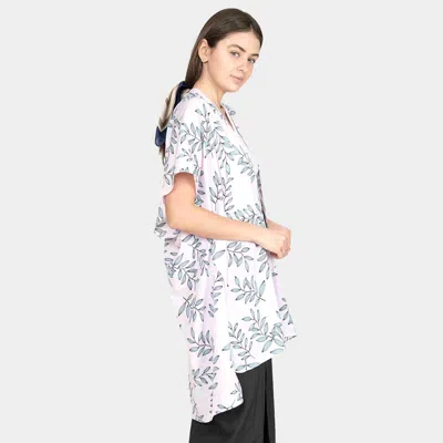 Fashnzfab Leaf Patterned Cover Up Kimono Poncho In Pink
