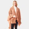 Fashnzfab Leaf Patterned Soft Poncho In Brown