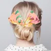 Fashnzfab Leaf Printed Deft Bun Maker Hairband In Pink