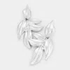 Fashnzfab Leaf Textured Metal Earrings In Metallic