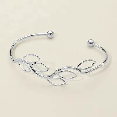 Fashnzfab Leaf Twig Cuff Bracelet Rhodium In Multi