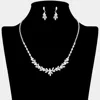 Fashnzfab Leaf Vine Cz Stone Cluster Embellished Necklace In Metallic