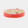 Fashnzfab Leather Engraved Cross Belt Bracelet Pink In Pink