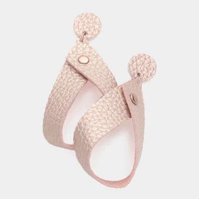 Fashnzfab Leather Ribbon Dangle Earrings - Rose Gold In Pink