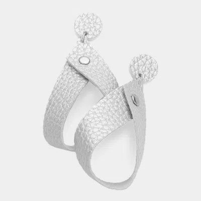 Fashnzfab Leather Ribbon Dangle Earrings In Silver