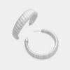 Fashnzfab Leather Wrapped Open Hoop Earrings In Silver