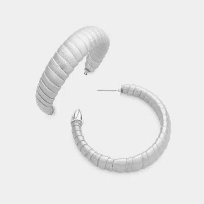 Fashnzfab Leather Wrapped Open Hoop Earrings In Silver