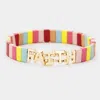 Fashnzfab Lego Block Faith Stretch Bracelet - Gold, Multi In Multi