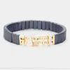 Fashnzfab Lego Block Faith Stretch Bracelet Gold, Navy In Multi
