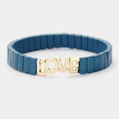 Fashnzfab Lego Block Love Stretch Bracelet Gold, Green In Multi