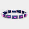 Fashnzfab Lego Crystal Stretch Bracelet Fuchsia, Navy In Multi