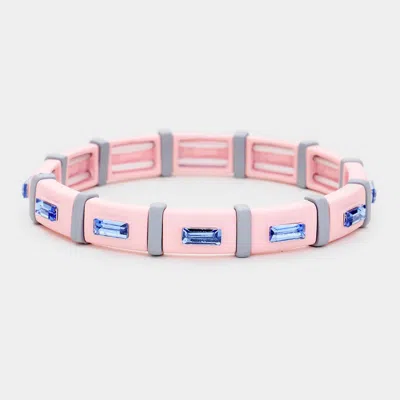 Fashnzfab Lego Crystal Stretch Bracelet Pink, Sapphire In Multi