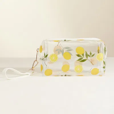Fashnzfab Lemon Pattern Transparent Cosmetic Pouch Bag In White