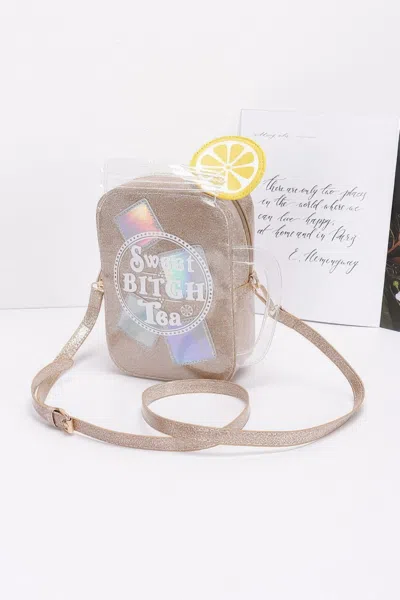 Fashnzfab Lemon Tea Novelty Bag In Gold