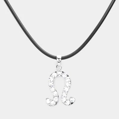 Fashnzfab Leo - Stone Embellished Zodiac Pendant Necklace In Metallic