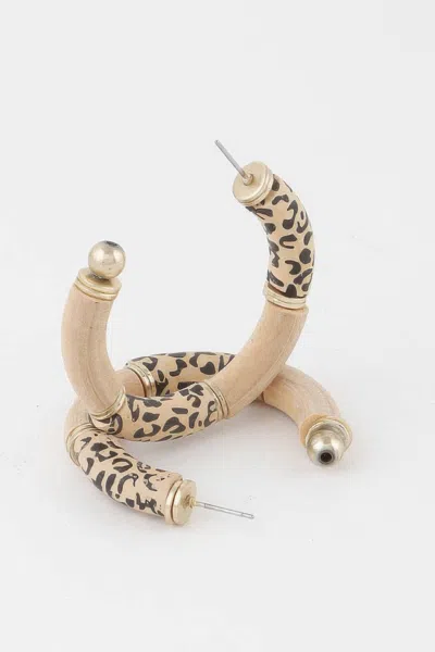 Fashnzfab Leo Print Hoop Earrings In Multi