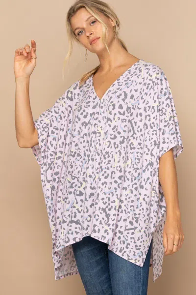 Fashnzfab Leopard And Letter Printed Knit Top In White