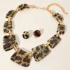 Fashnzfab Leopard Celluloid Acetate Plate Link Statement Necklace In Multi
