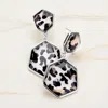 Fashnzfab Leopard Double Hexagon Bead Link Earrings In Black