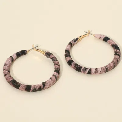 Fashnzfab Leopard Fabric Wrapped Hoop Earrings In Multi
