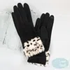 Fashnzfab Leopard Faux Fur Cuff Smart Touch Gloves In Black