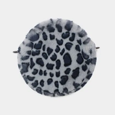 Fashnzfab Leopard Faux Fur Round Crossbody Bag In Multi