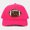 Fashnzfab Leopard Football Ball Front Baseball Cap In Pink
