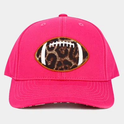 Fashnzfab Leopard Football Ball Front Baseball Cap In Pink