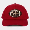 Fashnzfab Leopard Football Ball Front Baseball Cap In Red