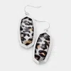 Fashnzfab Leopard Hexagon Stone Dangle Earrings In Multi