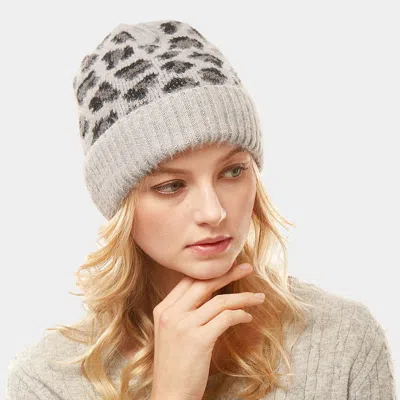 Fashnzfab Leopard Pattern Beanie Hat In Beige