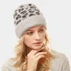 Fashnzfab Leopard Pattern Beanie Hat In Gray