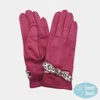 Fashnzfab Leopard Pattern Bow Accent Smart Touch Gloves In Red