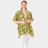 Fashnzfab Leopard Pattern Daisy Flower Print Cover Up Kimono Poncho In Multi