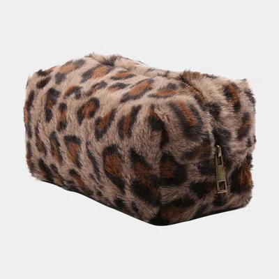 Fashnzfab Leopard Pattern Faux Fur Pouch Bag In Brown