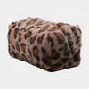 Fashnzfab Leopard Pattern Faux Fur Pouch Bag In Gray