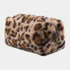 Fashnzfab Leopard Pattern Faux Fur Pouch Bag In Sand