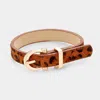 Fashnzfab Leopard Pattern Faux Leather Metal Buckle Adjustable Bracelet Brown In Brown