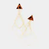 Fashnzfab Leopard Pattern Genuine Leather Accented Geometric Metal Earrings - Brown, Leopard In Gold