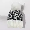 Fashnzfab Leopard Pattern Pom Pom Beanie Hat In White