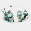 Fashnzfab Leopard Pattern Print Bow Pearl Headband In Blue