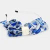 Fashnzfab Leopard Pattern Print Bow Pearl Headband In Blue