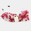 Fashnzfab Leopard Pattern Print Bow Pearl Headband In Pink