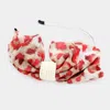 Fashnzfab Leopard Pattern Print Bow Pearl Headband In Red