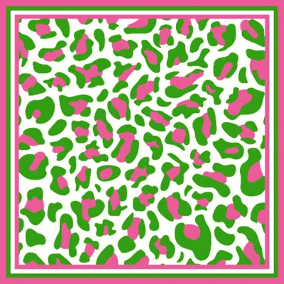 Fashnzfab Leopard Pattern Printed Square Silky Satin Scarf Shawl In Multi