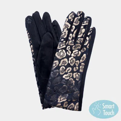 Fashnzfab Leopard Pattern Smart Touch Gloves In Black