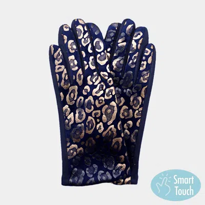 Fashnzfab Leopard Pattern Smart Touch Gloves In Blue