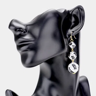 Fashnzfab Leopard Pattern Triple Disco Ball Link Earrings In Metallic