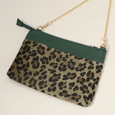 Fashnzfab Leopard Patterned Accented Faux Leather Crossbody Bag In Multi