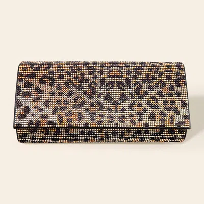 Fashnzfab Leopard Patterned Bling Evening Clutch / Crossbody Bag In Multi